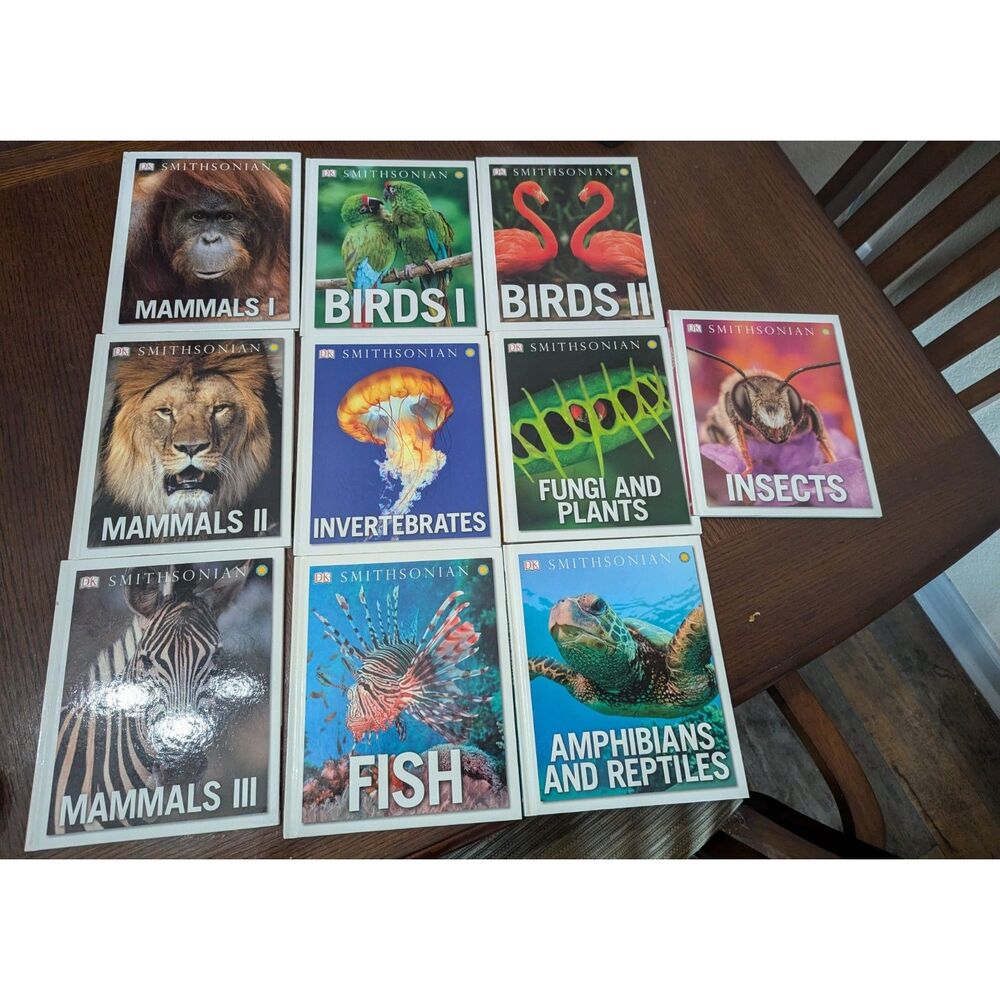Smithsonian Nature Library 10 Book Set, Mammals Birds Insects Fish Fungi & More!